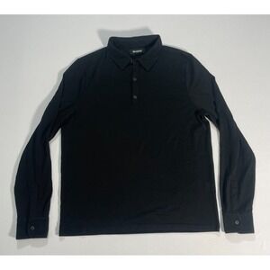 Naadam Men's Wool Blend Long Sleeve Sweater Polo Black Size Small